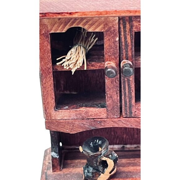 Vintage Handmade Miniature Kitchen Cabinet Chest Primitive Doll House 4"x 5.5" - Picture 8 of 16